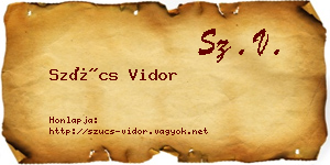 Szűcs Vidor névjegykártya